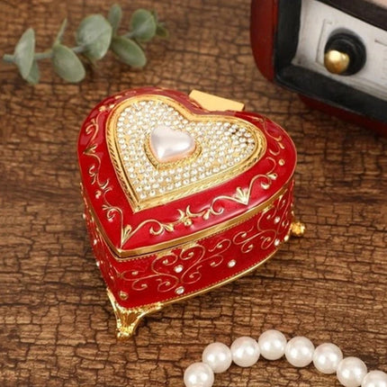 Vintage Alloy Jewellery Box Ring Necklace Storage Organiser Trinket Case Gift