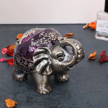 Elephant Metal Ashtray with Lid Windproof for Indoor & Outdoor Use