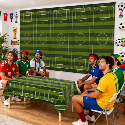 Soccer Theme Disposable Tablecloth Set of 2 for Party Background Cover