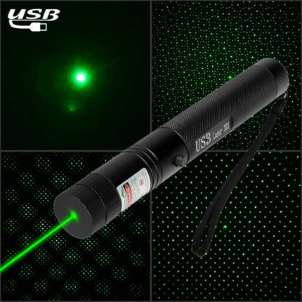 Red Aluminium USB Rechargeable Green Beam Laser Pointer Pen 532nm