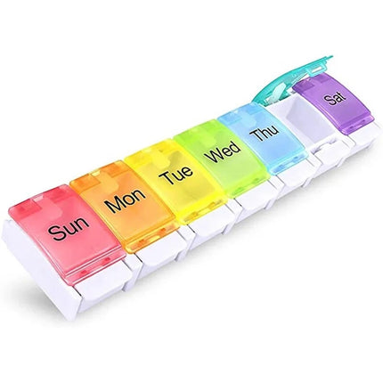 7-Day Pill Sorter Weekly Medicine Storage Box with Push Button