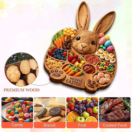 Wooden Cold Dish Platter for Easter – 14"x14" Serving Board, Great Gift, Easy Clean Kitchen Accessory