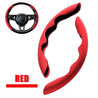 Fluffy Plush Red Steering Wheel Cover, Universal Anti-Slip & Warm Grip for Comfortable Driving