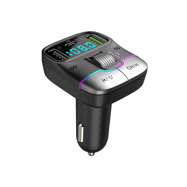 Car Bluetooth 5.3 FM Transmitter: 30W PD+QC 3.0 Fast Charger, Wireless Audio, Hands-Free Call, LED Display
