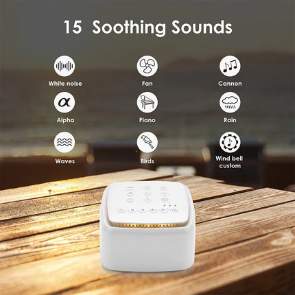 30-Sound White Noise Machine with Timer & Natural Rain Therapy for Sleep Aid