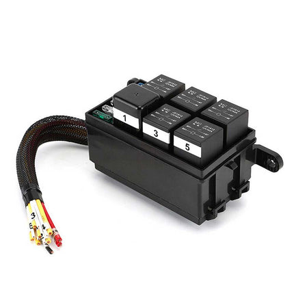 Waterproof 6-Slot Relay & Fuse Block, 12V 40A with ATC Fuse Holders
