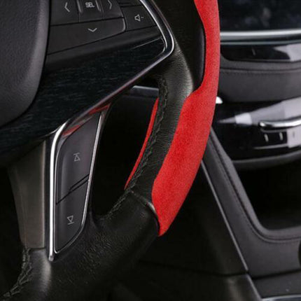 Fluffy Plush Red Steering Wheel Cover, Universal Anti-Slip & Warm Grip for Comfortable Driving