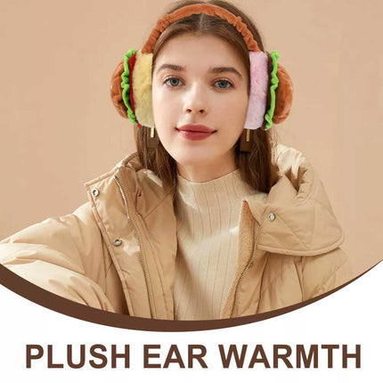 Funny Burger Ear Muffs & Hamburger Warmer Piggy Bank for Adults