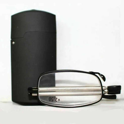 Compact Folding Reading Glasses Black Frame +1.5/+2.0 Men with Case