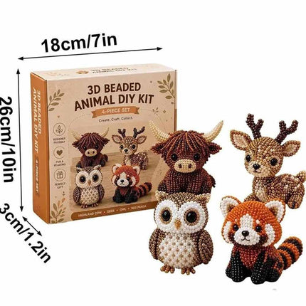 3D Beaded Animal DIY Kit Cute Bead Embroidery Handmade Craft Set