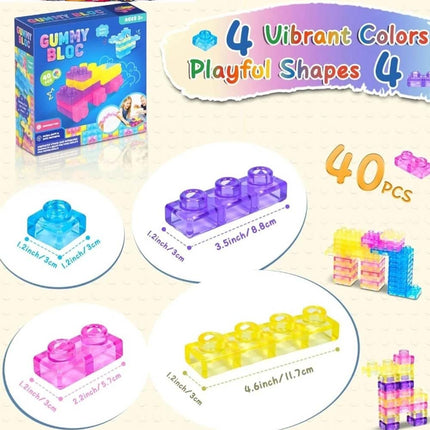 40Pcs Soft Sensory Building Blocks Jelly Blox Mega Pack Educational STEM Toy for Kids