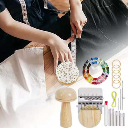 Mini Darning Loom Mushroom Knit Patch Kit for DIY Weaving Repair