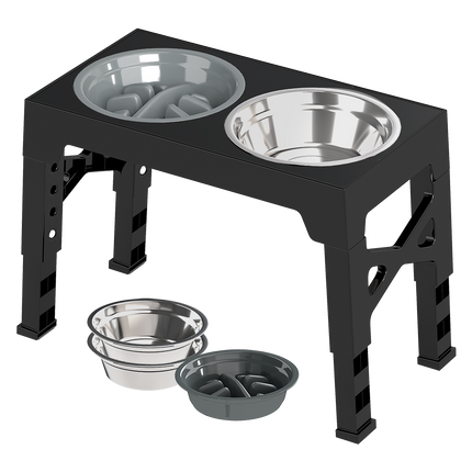 PaWz Elevated Dog Bowls 2 Stainless Steel Bowls and 1 Slow Feeder Bowl-2102558291707170824