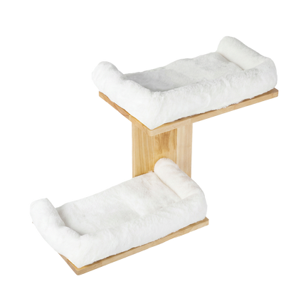 Pawz Cat Wall Shelves 2 Steps Wide Perch Soft Beds for Large Cats Climbing White-2109794021877616648