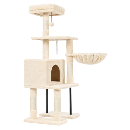 Pawz Cat Tree Cat Tower Multi-Level Cat Bed Cat Scratching Post 125cm Beige-2109794020665462792