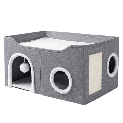Pawz Foldable Cat House Cave Bed Hideaway Interactive Nest Scratching Board-2050056785997467656