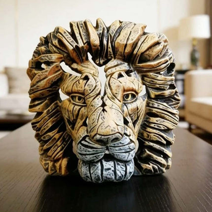 Resin Lion Head Sculpture, Modern Home Decor Ornament, Animal Table Display Gift