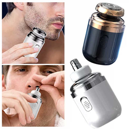 2 in 1 Mini Electric Shaver & Trimmer Portable Men's Razor Nose & Beard USB Rechargeable
