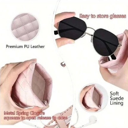 PU Leather Glasses Case Pouch with Spring Close for Sunglasses or Phone