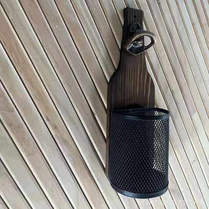 Wall-Mounted Bottle Opener with Cap Catcher for Kitchen & Bar Use