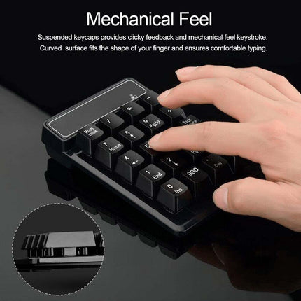 2.4GHz Wireless Mechanical Feel 19-Key Numeric Keypad