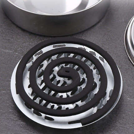 Stainless Steel Mosquito Coil Holder with Lid, Smokeless Repellent for Outdoor Anti Bug Fly