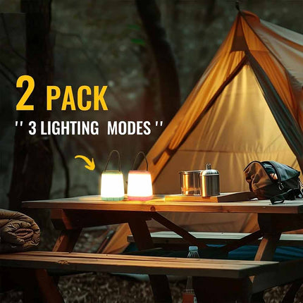 2 Pack LED Camping Lantern 3 Modes Battery Portable Bright Tent Light