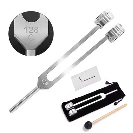128Hz Tuning Fork & Hammer Kit – Sound Therapy Healing Instrument