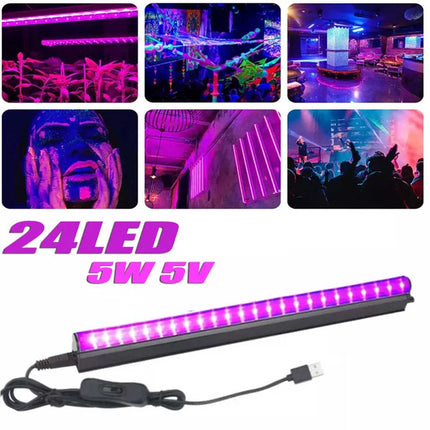 USB 24-LED UV Ultraviolet Strip Tube Blacklight for Club Party Lamp