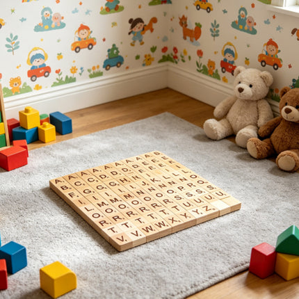 100 Wooden Tiles Black Letters & Numbers for Crafts