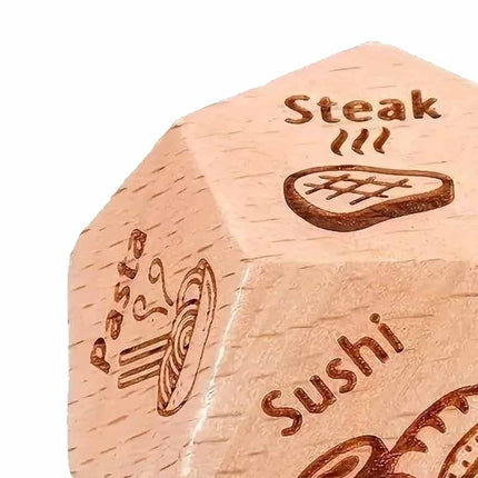 Food Decision Dice 12-Sided Wooden Takeaway Game for Date Night Ideas