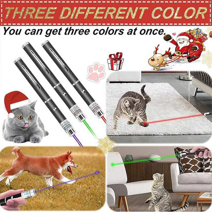 3x Laser Pointer Green Purple Red Light for Cat Dog Pet Office