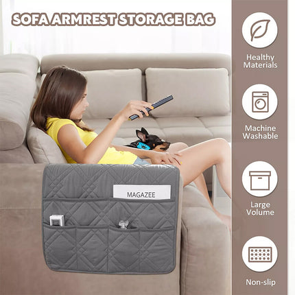 6-Pocket Sofa Arm Rest Organizer Holder for Remote, Chair & Couch
