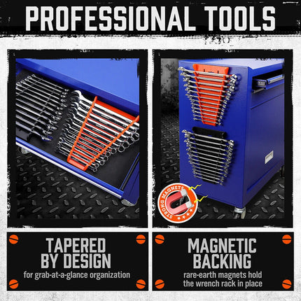 2Pcs Magnetic Spanner Rack, Holds 24 Tools, Wrench Organiser for Workshop