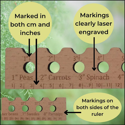 Wooden Planting Ruler & Sowing Spacer – Garden Line Tool for Veg Seeds