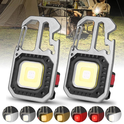 USB Rechargeable LED COB Work Light, Mini Magnetic Keychain Torch Lamp
