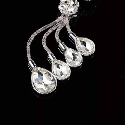 White Crystal Disco Ball Prism Charm - Car Rear View Mirror Decor with Glimmering Light Effects, Good Luck Gift