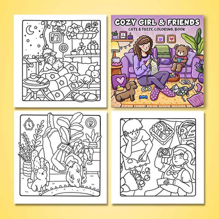 Bold & Easy Cozy Girl and Friends Coloring Book – Adult Relaxation Patterns