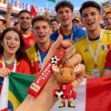4 Pcs 2026 World Cup Mascot Pendant Football Keychain Set
