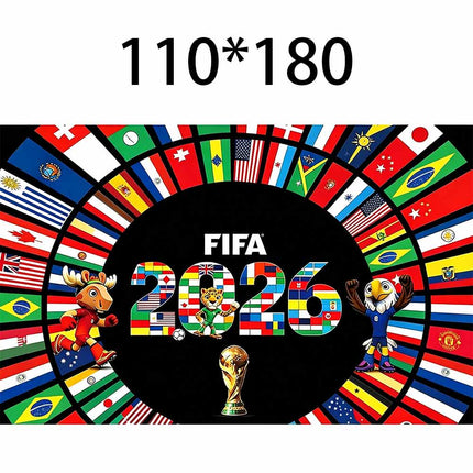 2026 World Cup Flag Wall Tapestry 180x110cm Football Fan Party Decor