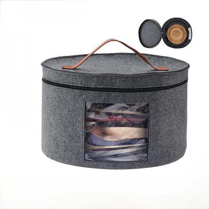 Extra Large Pop Up Felt Hat Box, Round Storage Organizer for Women & Men