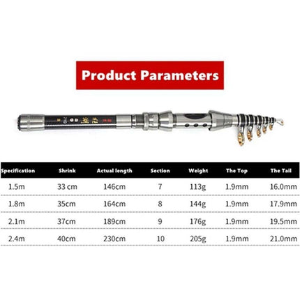 Carbon Fiber Telescopic Fishing Rod Portable Travel Spinning Pole Sea & Freshwater