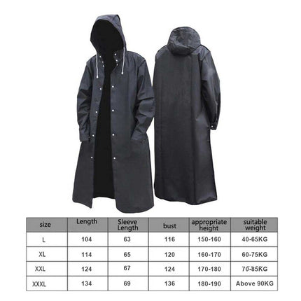 Men's Waterproof Hooded Long Raincoat for Outdoor Hiking
