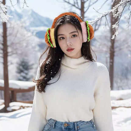 Funny Burger Ear Muffs & Hamburger Warmer Piggy Bank for Adults