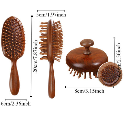 Sandalwood Air Bag Massage Hair Brush & Wood Comb for Hair Care