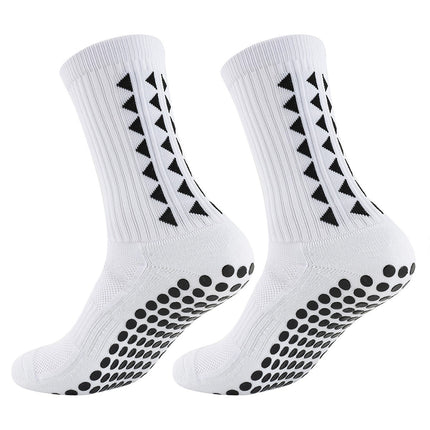4 Pairs White Anti-Slip Grip Socks for Football Rugby Unisex