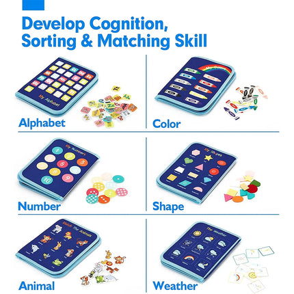 Blue Toddler Montessori Busy Board – Sensory & Intelligence Learning Toy