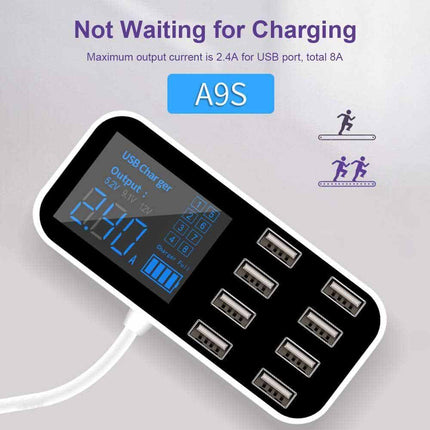 8-Port USB Type-C Hub Charger Dock Charging Station with LED Display