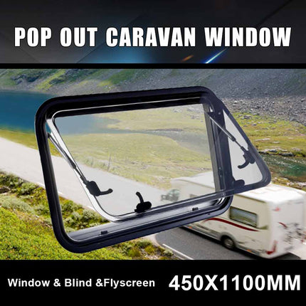 450x1100mm Oversized Caravan Window Handle with Integrated Heavy-Duty Gas Strut | for Wide Push-Out Windows