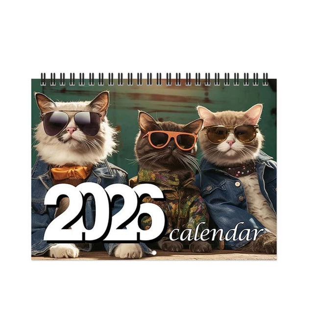 2026 Monthly Wall Calendar | Glasses Kittens & Cats Planner for Family Home Organiser